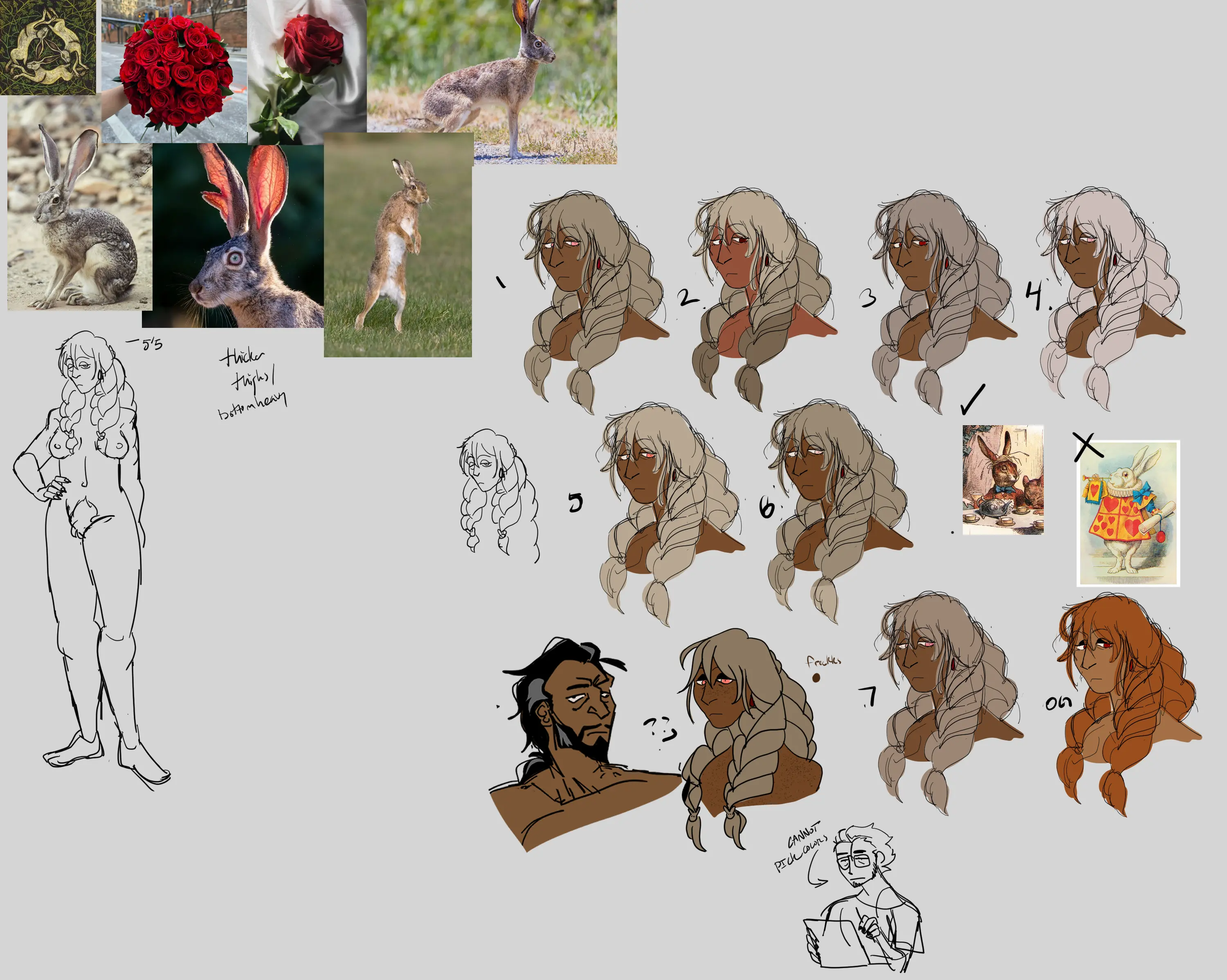 Hair color tests for Victor, a vampiric sex worker.